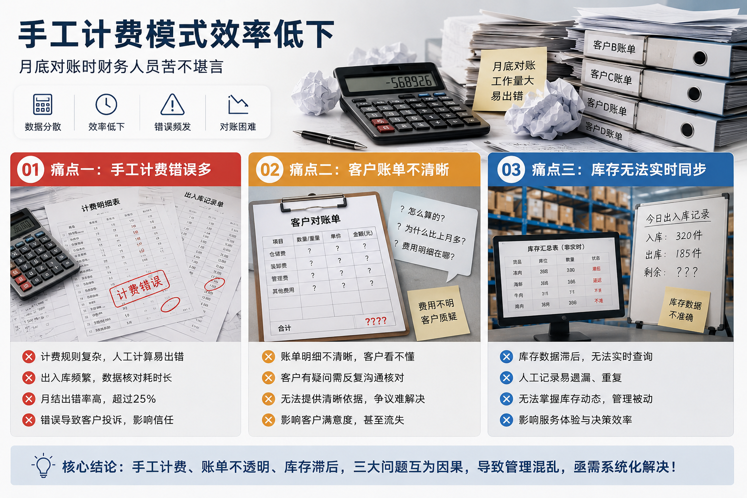 手工计费痛点示意图