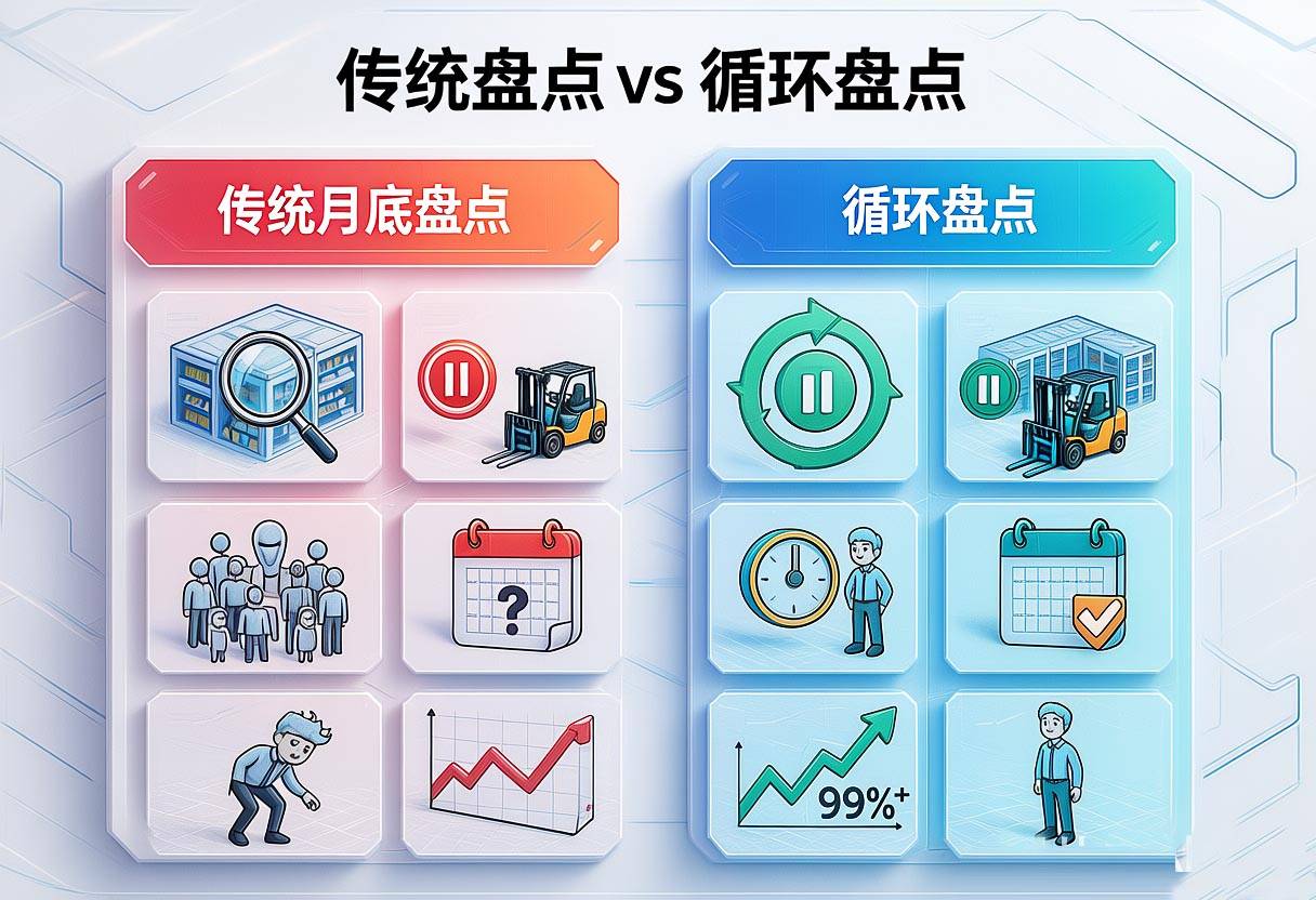 传统盘点 vs 循环盘点对比示意图
